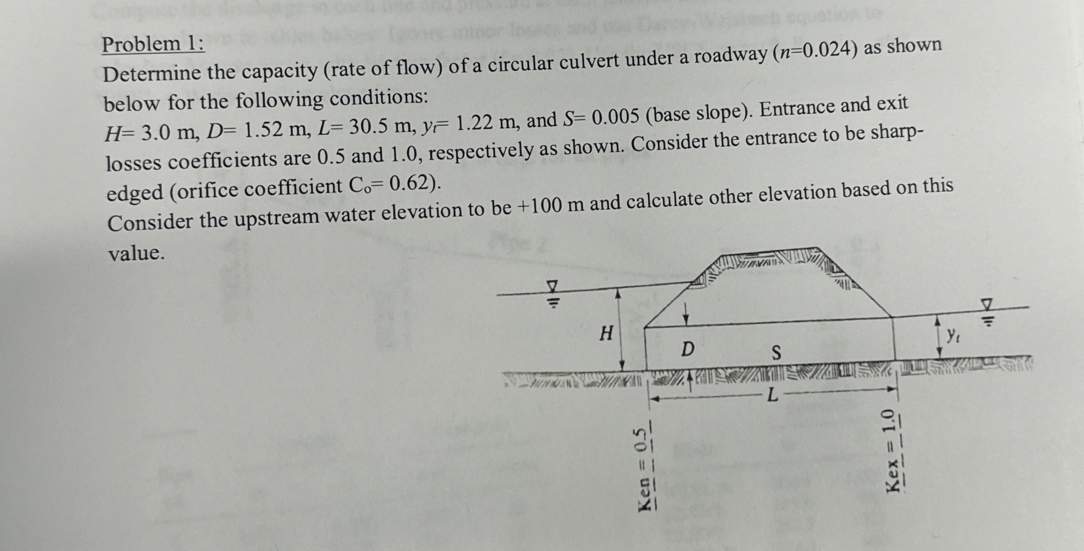 Problem 1 : Determine the capacity ( rate of flow