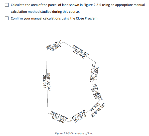 calculate the area of the parcel of land shown