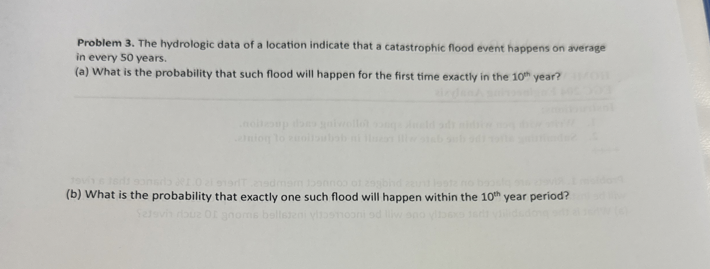 Problem 3 . The hydrologic data of a location