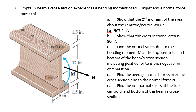 ( 2 5 pts ) A beam's cross - section experiences