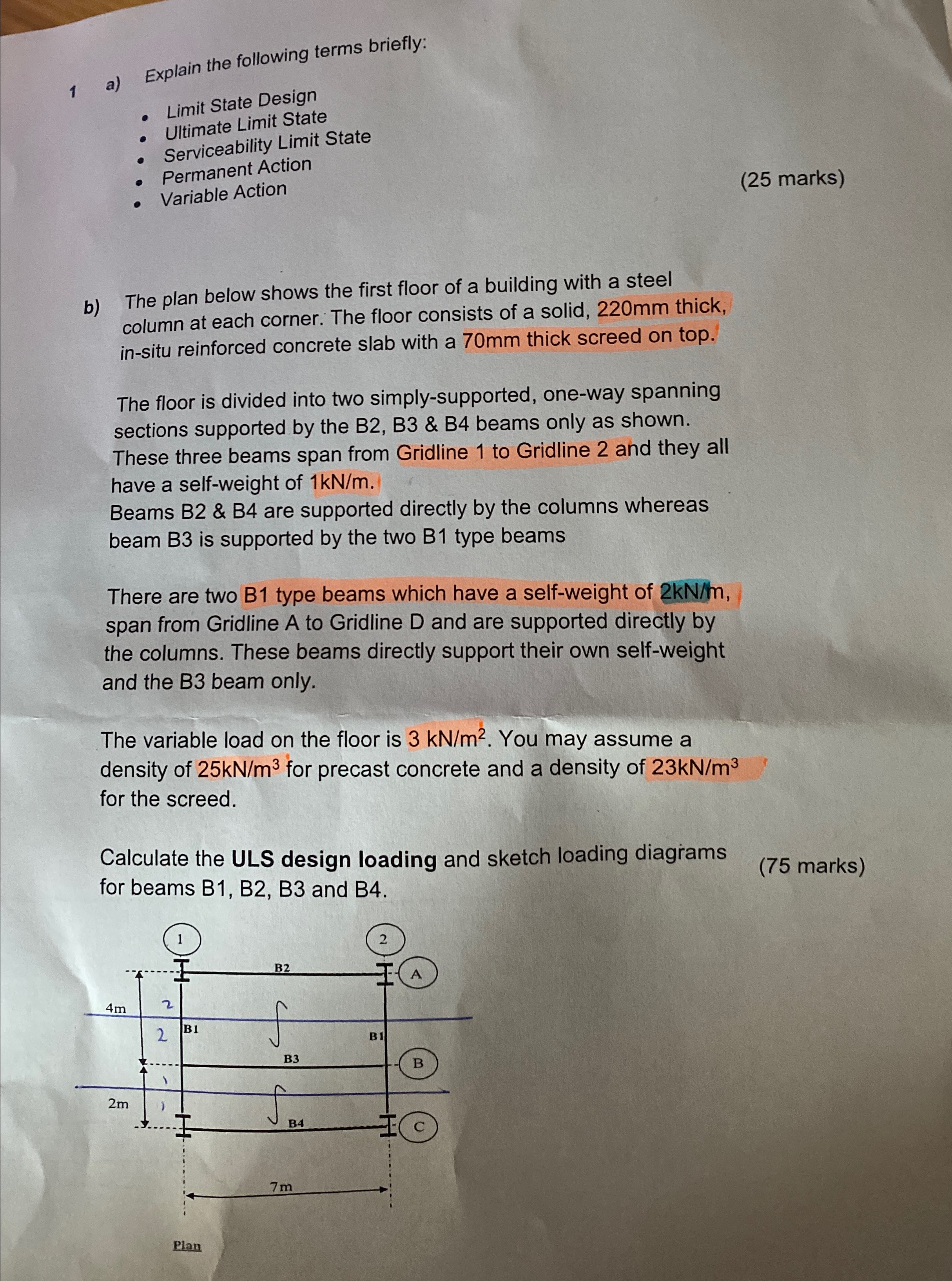 1 a ) Explain the following terms briefly: Limit