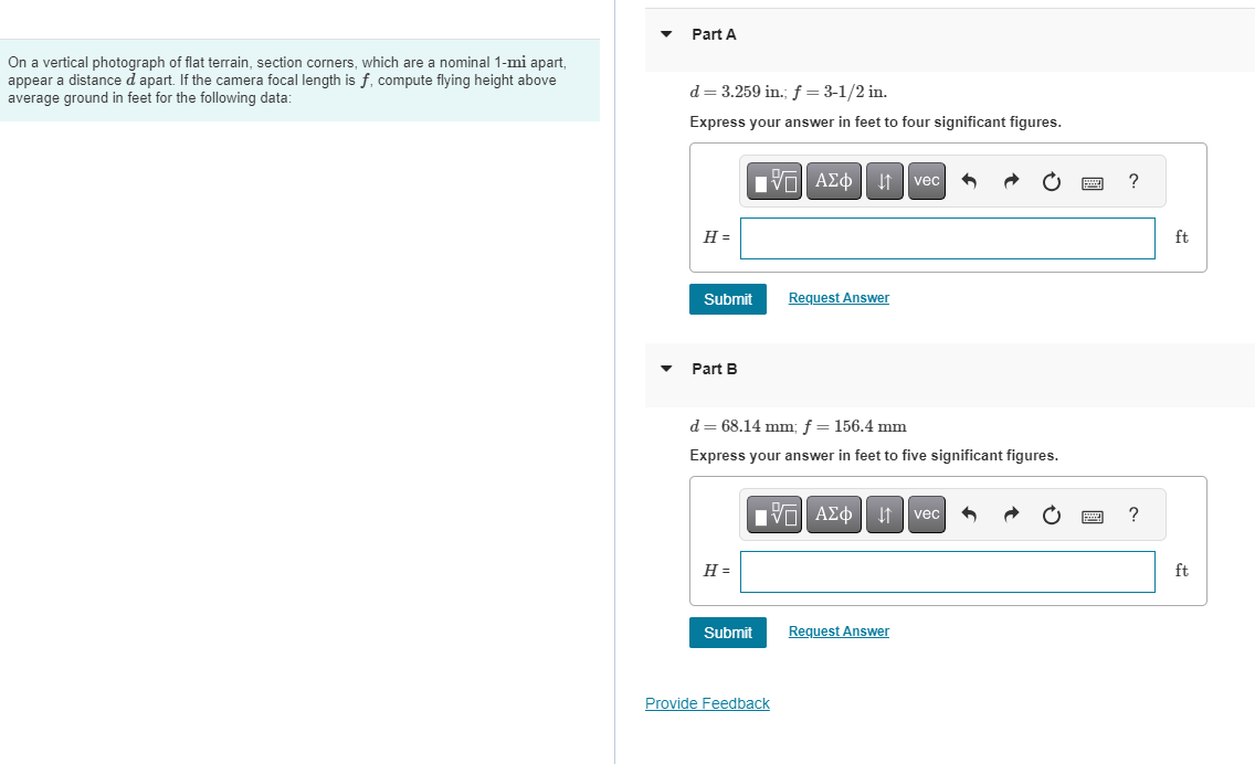 Part A On a vertical photograph of flat terrain,
