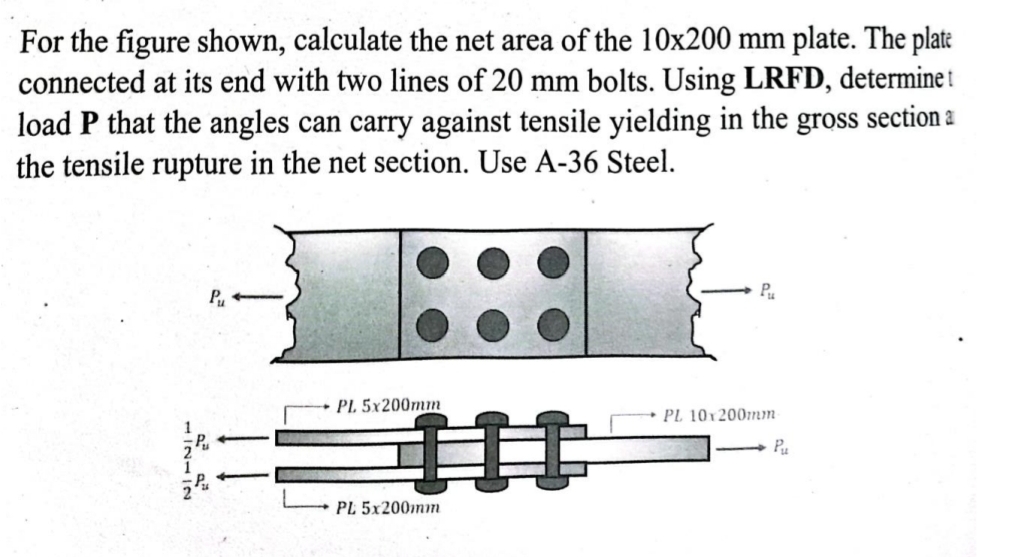 For the figure shown, calculate the net area of