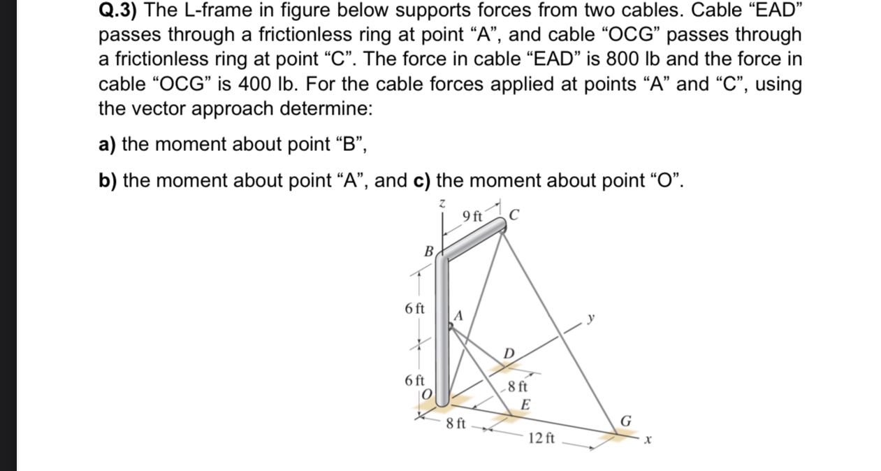 Q . 3 ) The L - frame in figure below supports