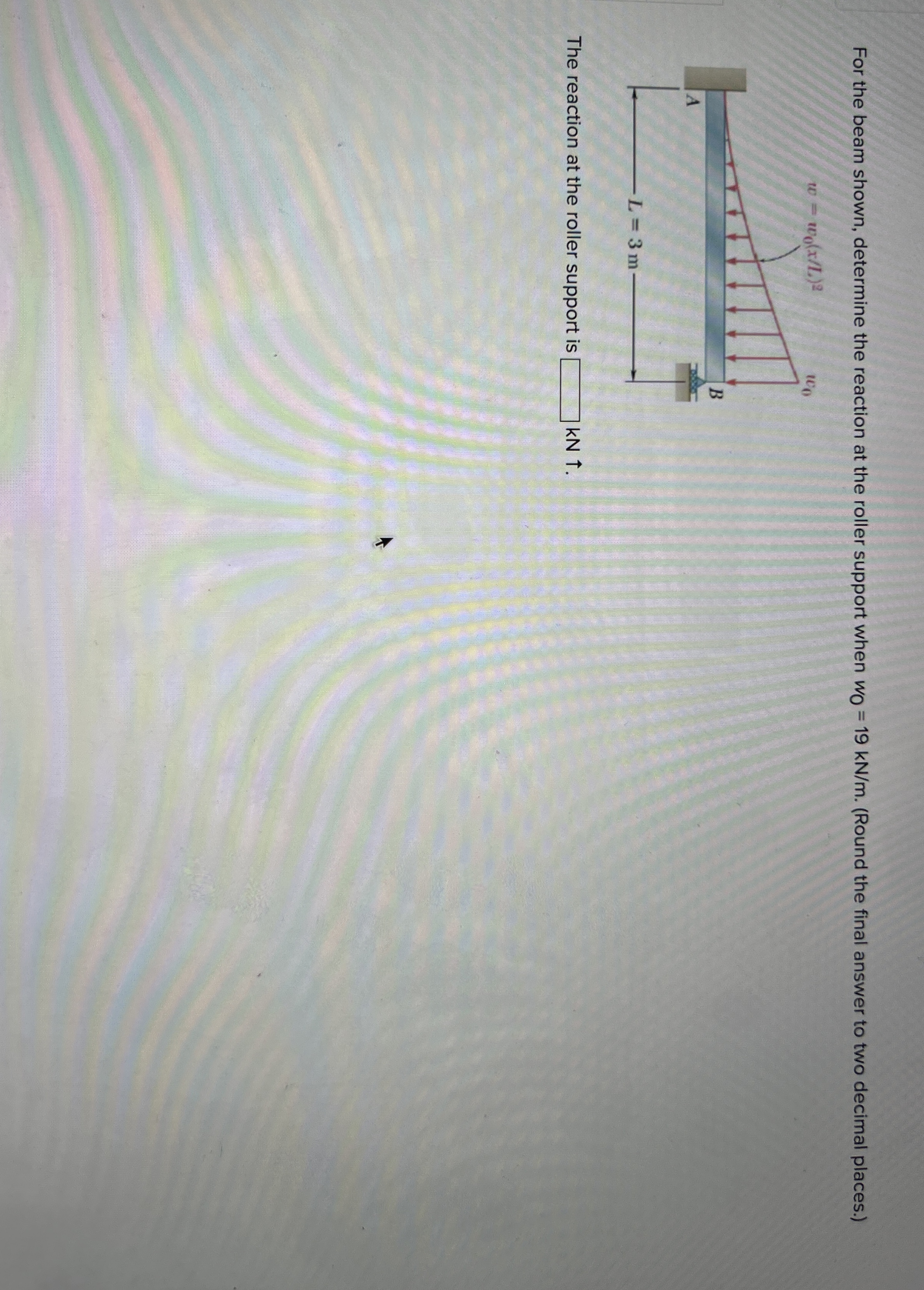 For the beam shown, determine the reaction at the