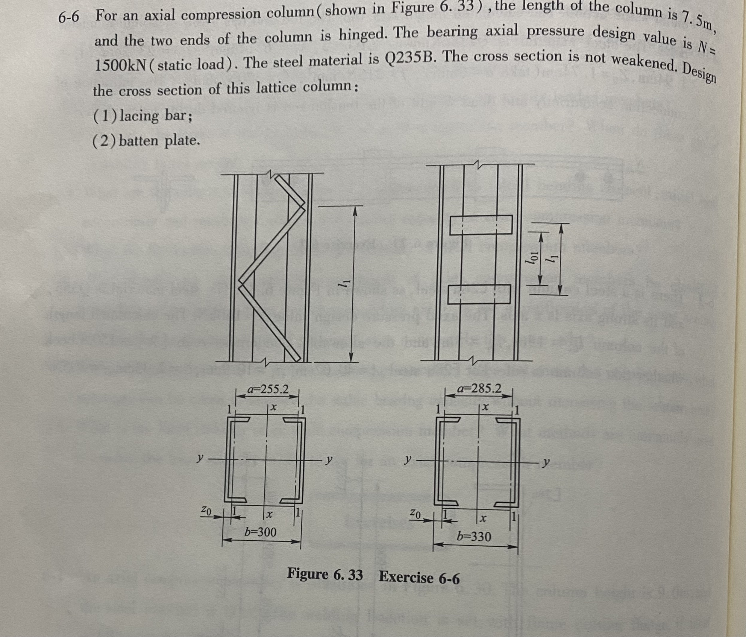 6 - 6 For an axial compression column ( shown in