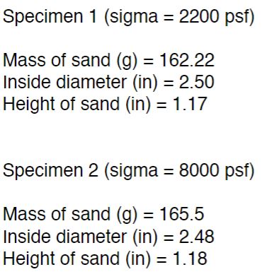 Determine the Void Ratio and change in volume for