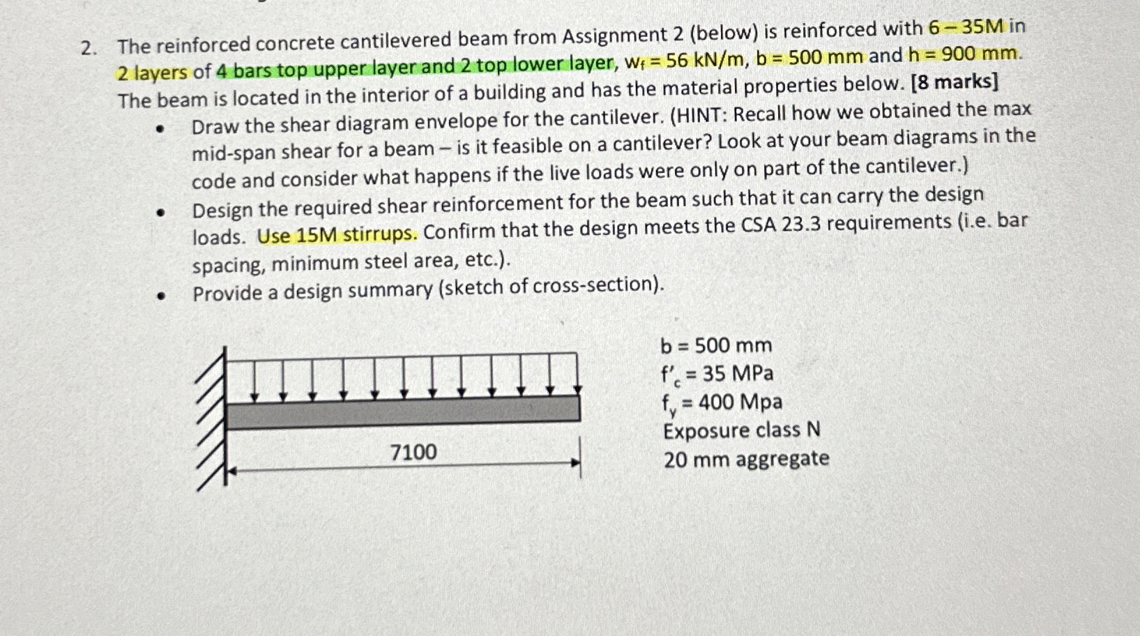 The reinforced concrete cantilevered beam from