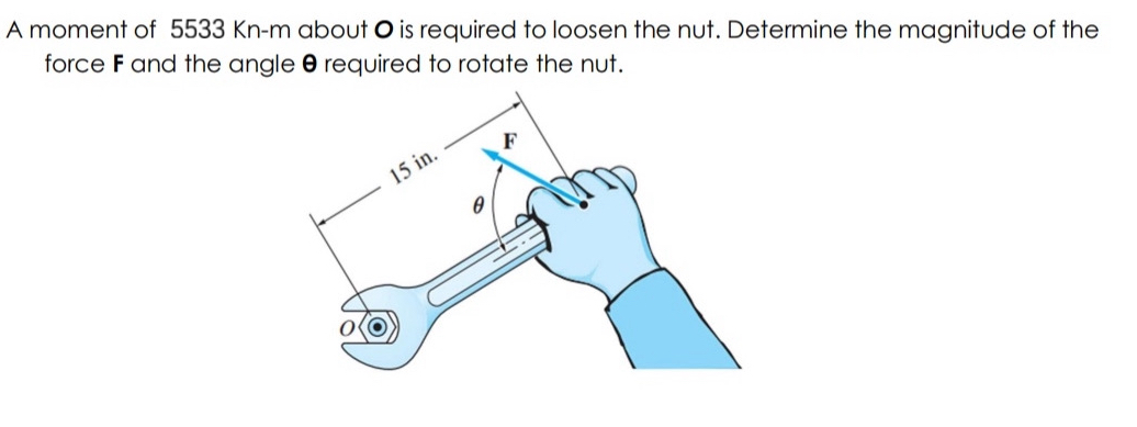 A moment of 5 5 3 3 K n - m about O is required