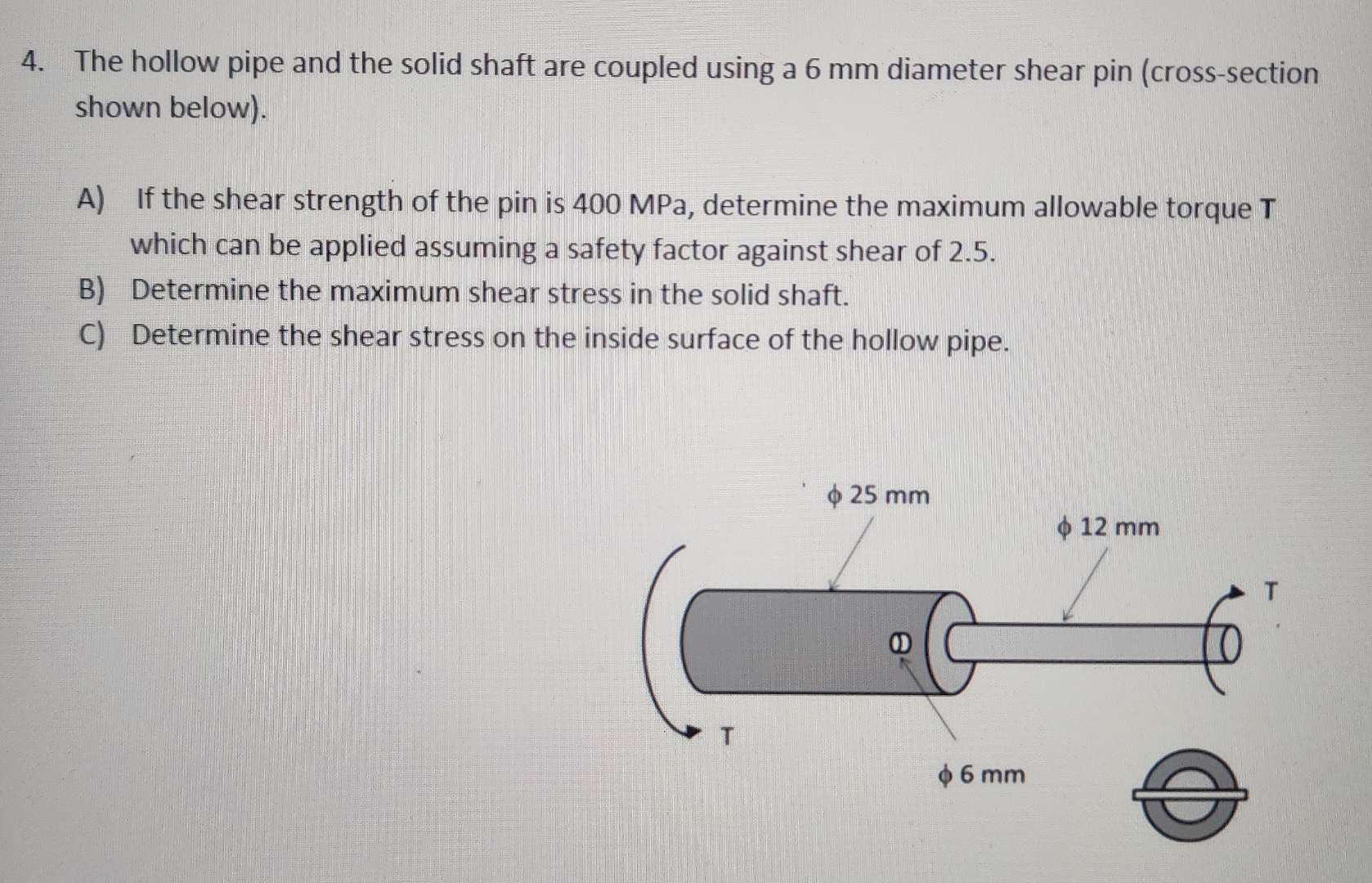 The hollow pipe and the solid shaft are coupled