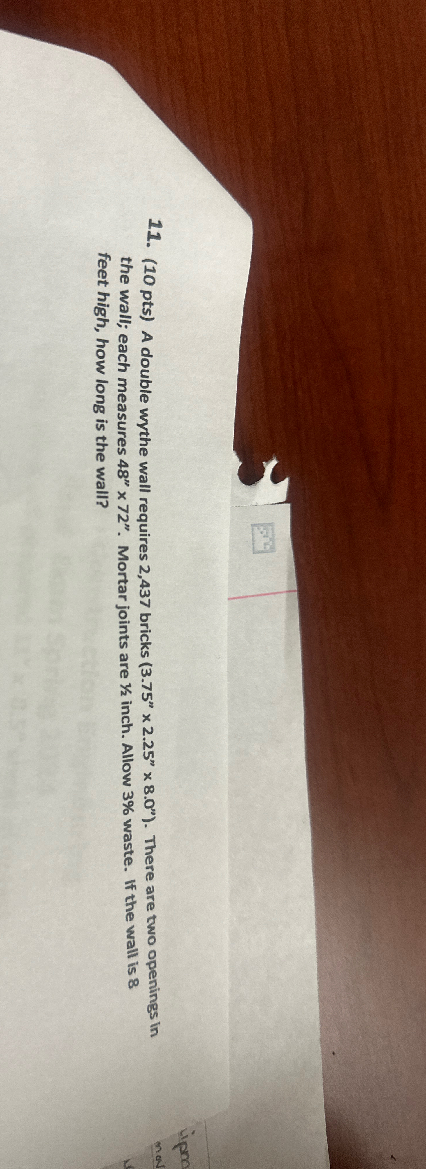 ( 1 0 pts ) A double wythe wall requires 2 , 4 3