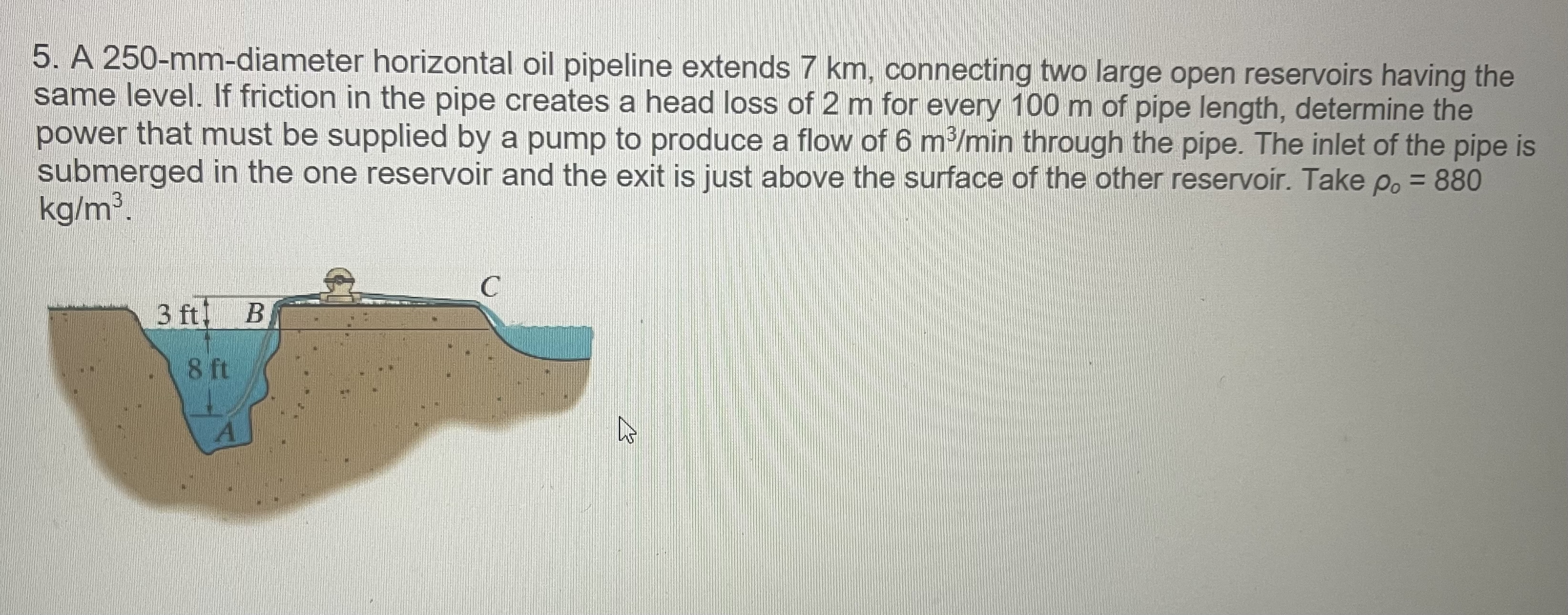 A 2 5 0 - m m - diameter horizontal oil pipeline