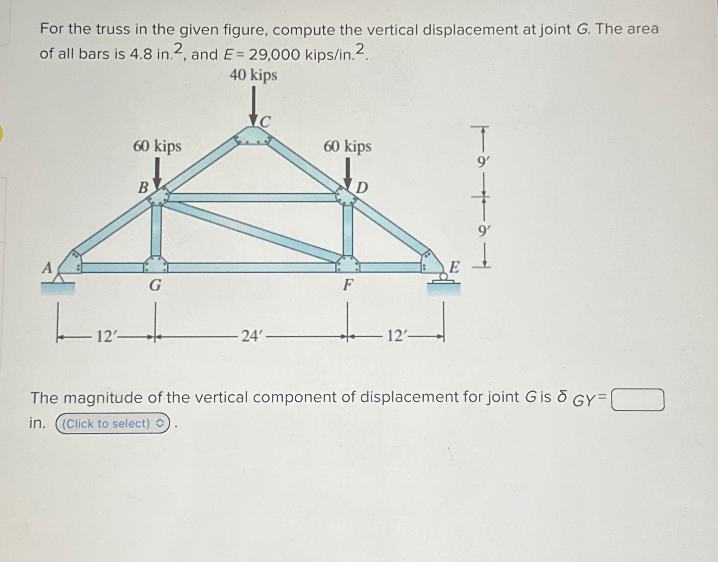 For the truss in the given figure, compute the