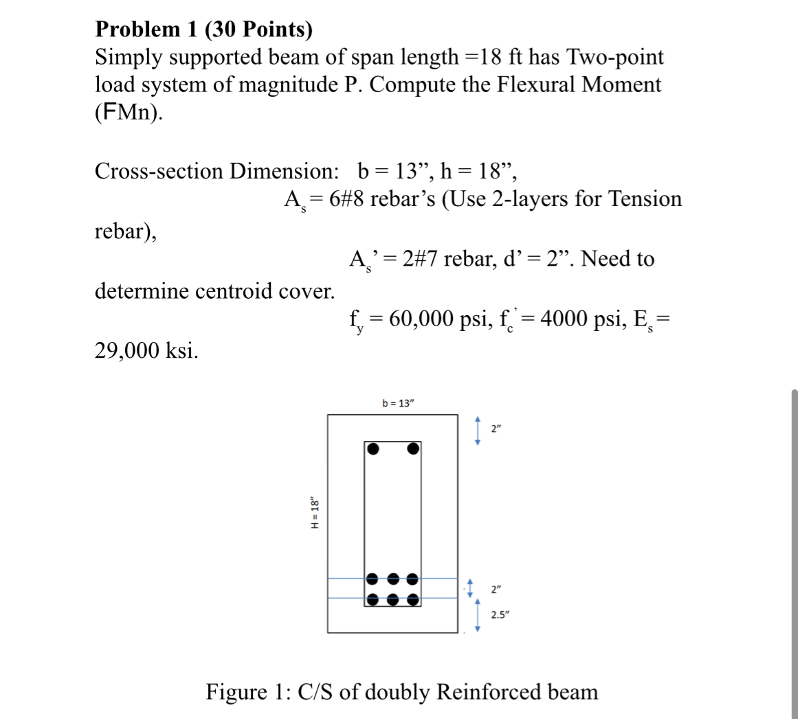 Problem 1 ( 3 0 Points ) Simply supported beam of