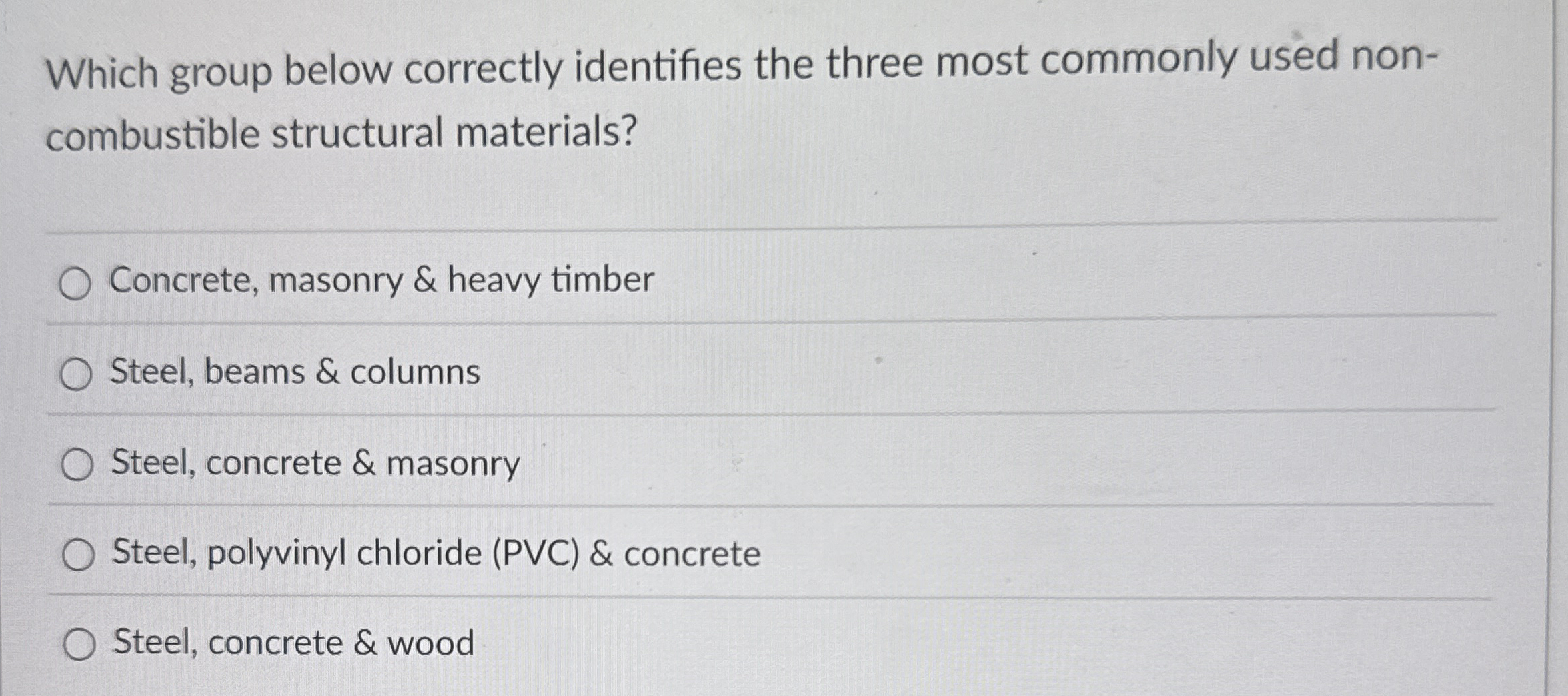Which group below correctly identifies the three