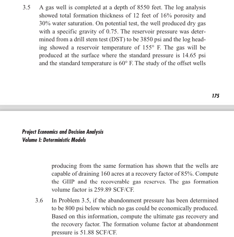 3 . 5 A gas well is completed at a depth of 8 5 5