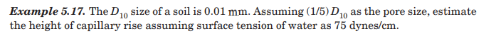 Example 5 . 1 7 . The D 1 0 size of a soil is 0 .