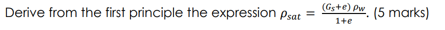 Derive from the first principle the expression s