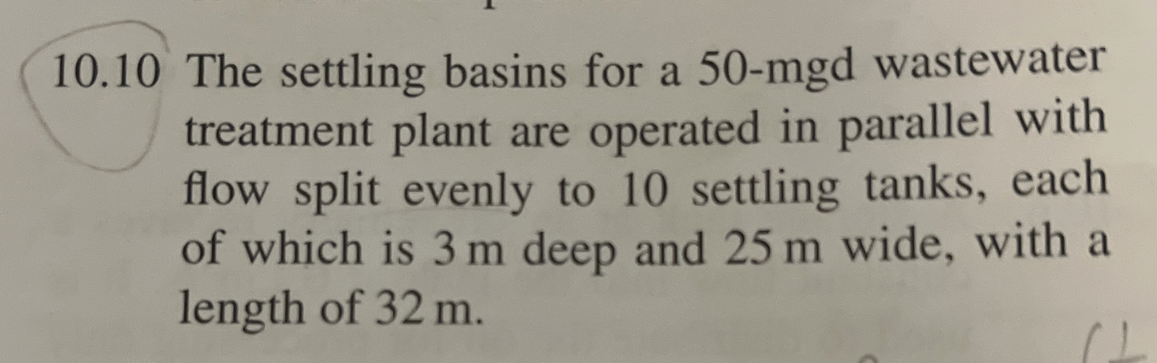 1 0 . 1 0 The settling basins for a 5 0 - m g d