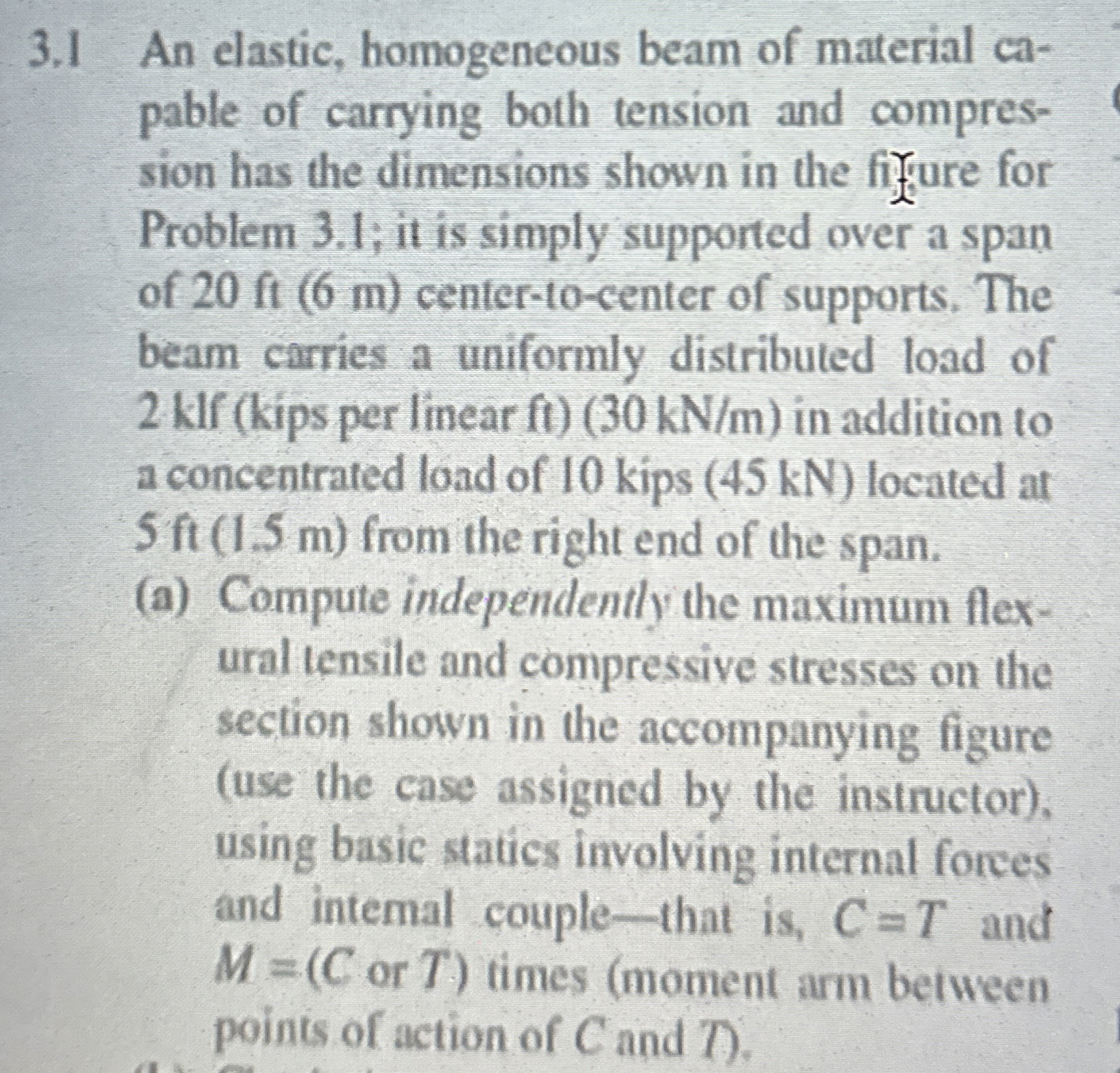 3 . 1 An elastic, homogeneous beam of material