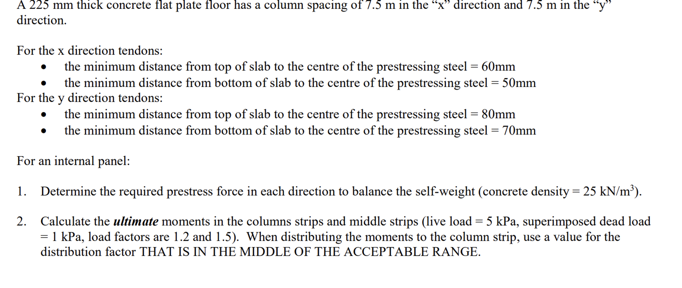 A 2 2 5 m m thick concrete flat plate floor has a