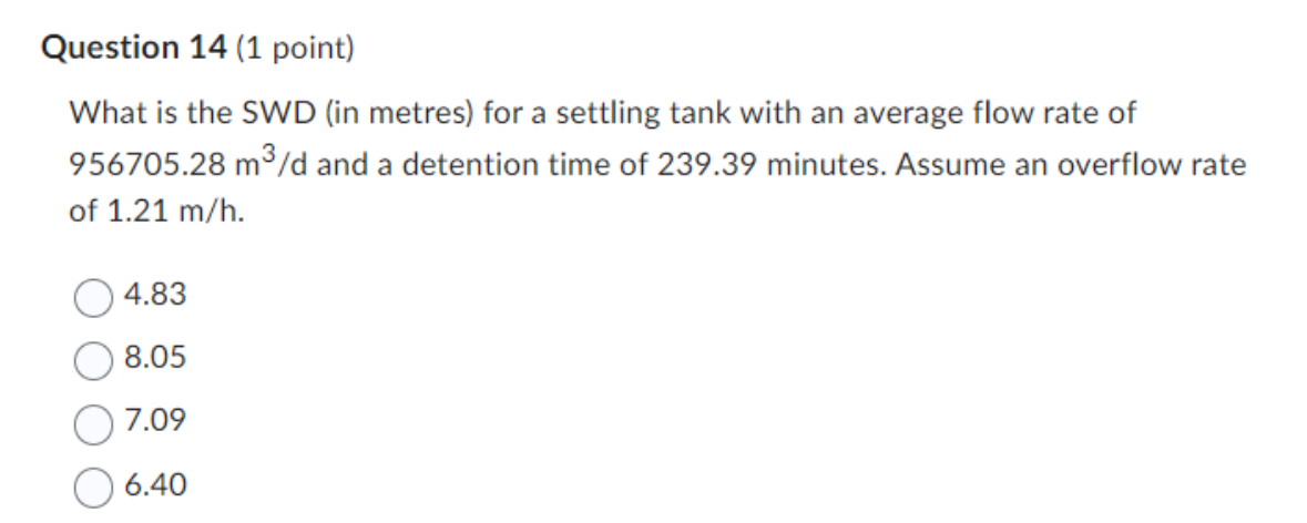 Question 1 4 ( 1 point ) What is the SWD ( in