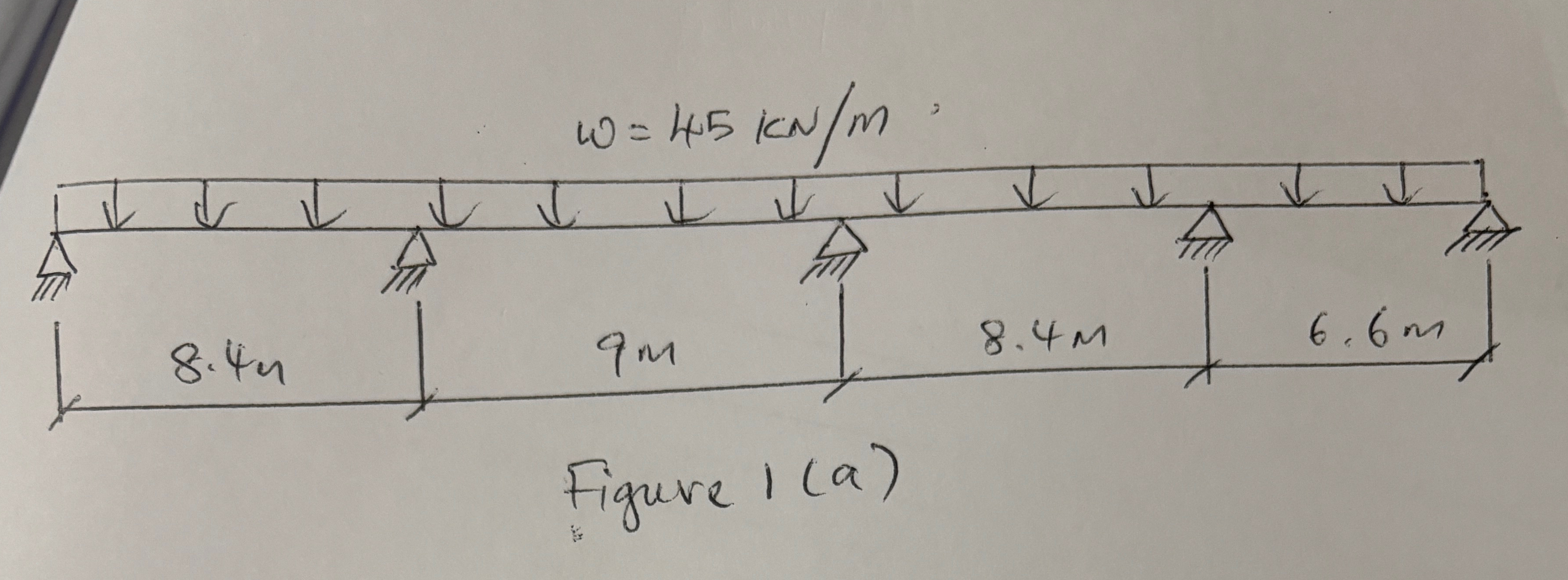 The 4 - span beam with dimensions 3 0 0 mm x 7 0