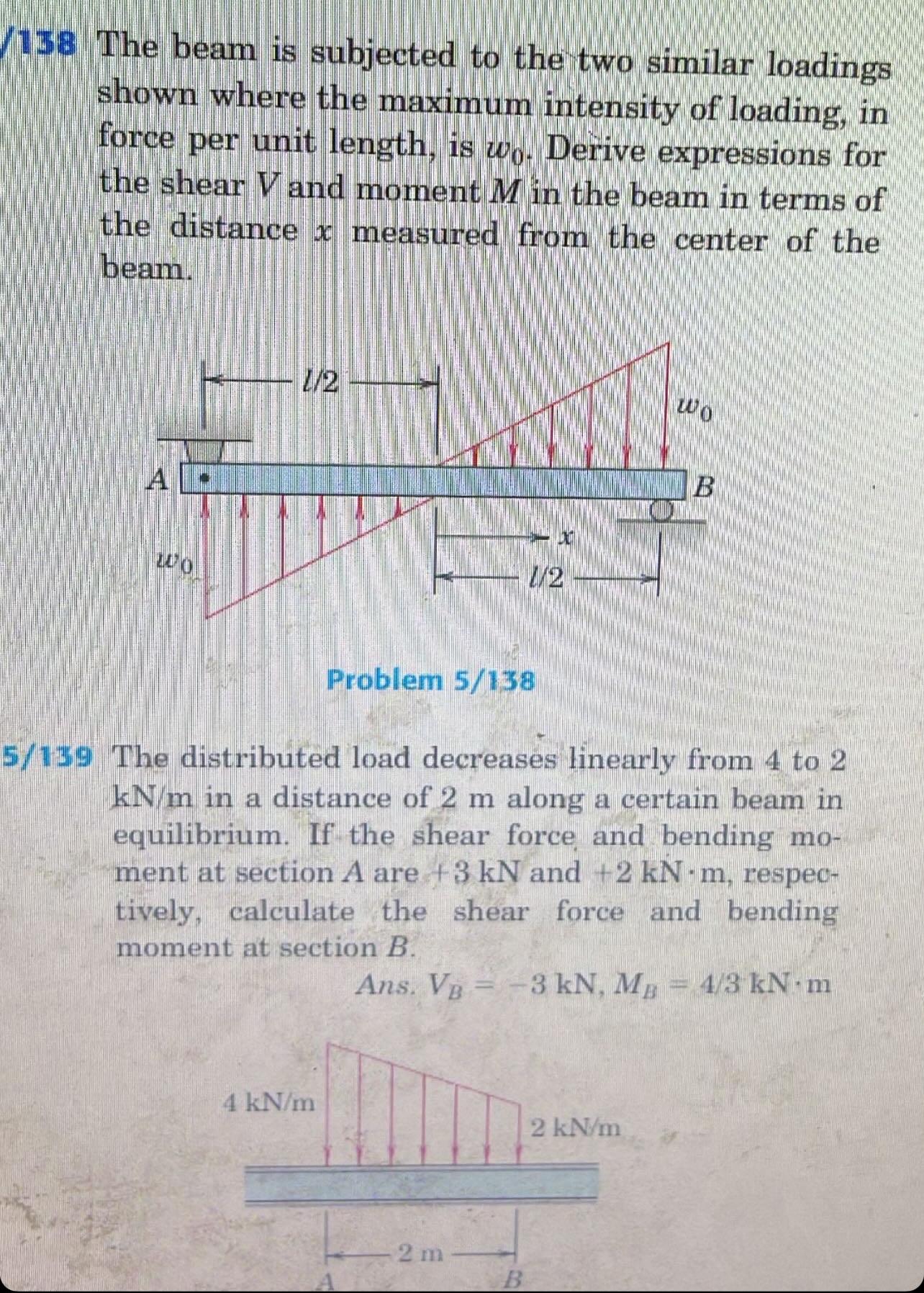 1 3 8 The beam is subjected to the two similar