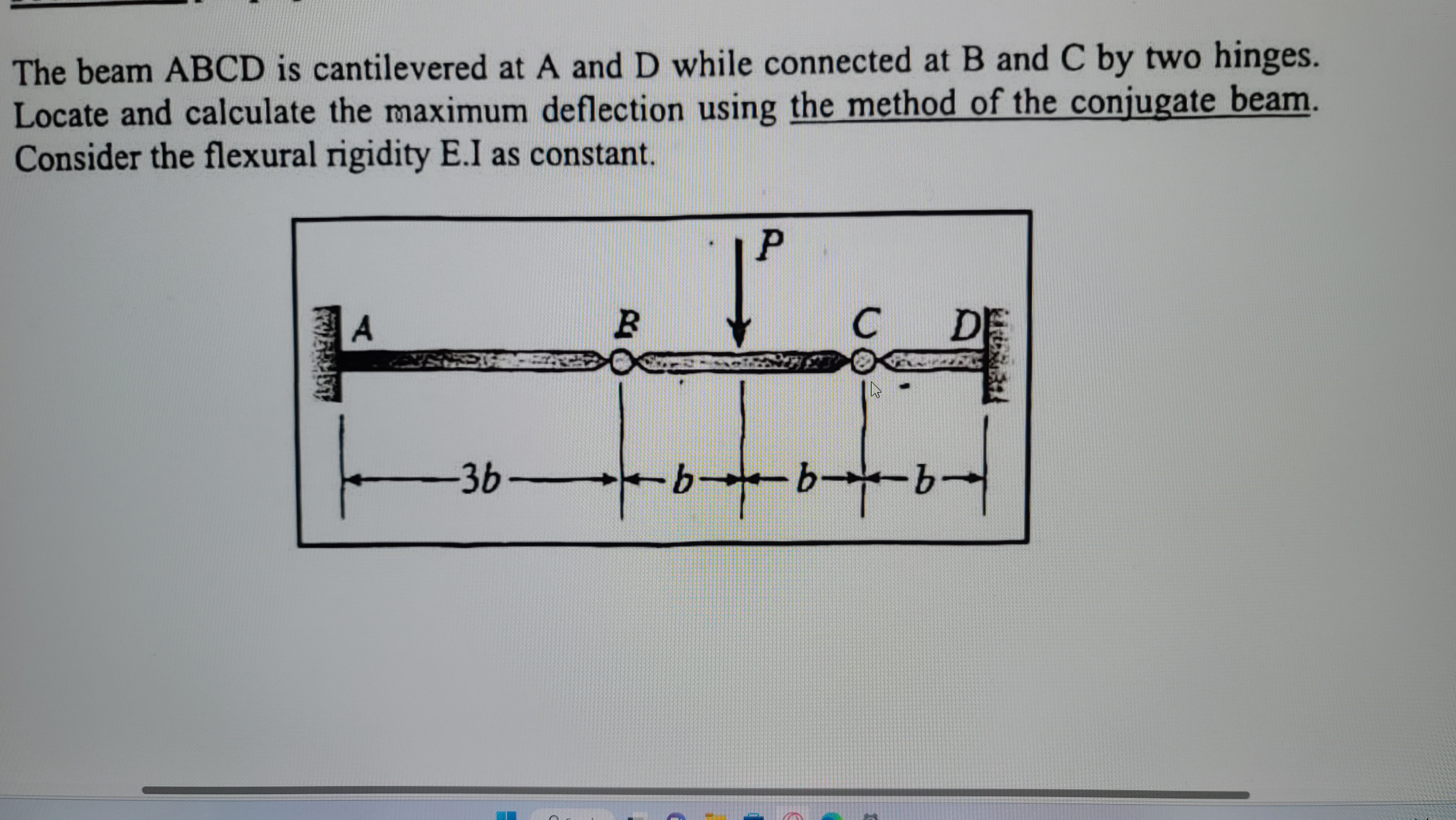 The beam ABCD is cantilevered at A and D while
