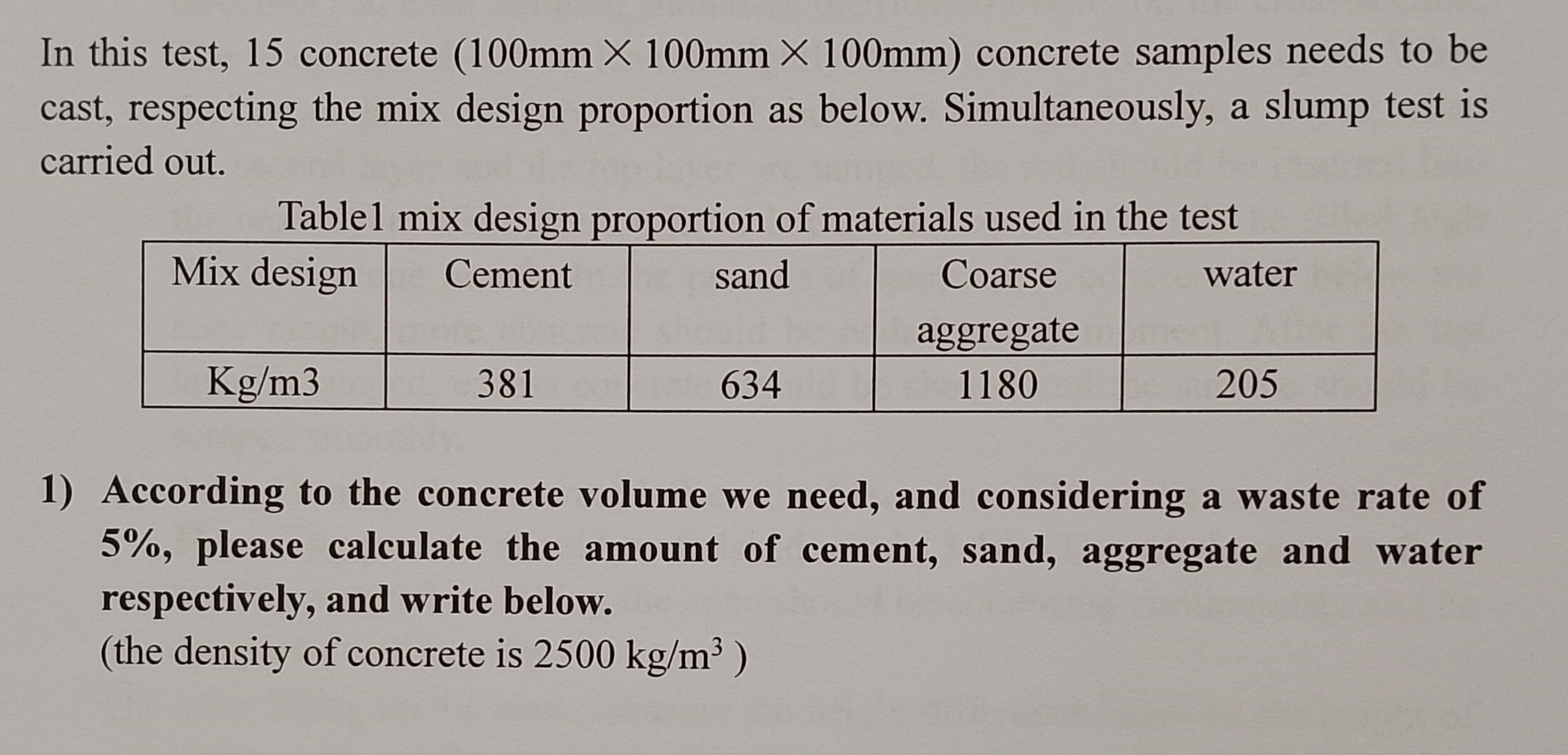 In this test, 1 5 concrete ( 1 0 0 m m 1 0 0 m m