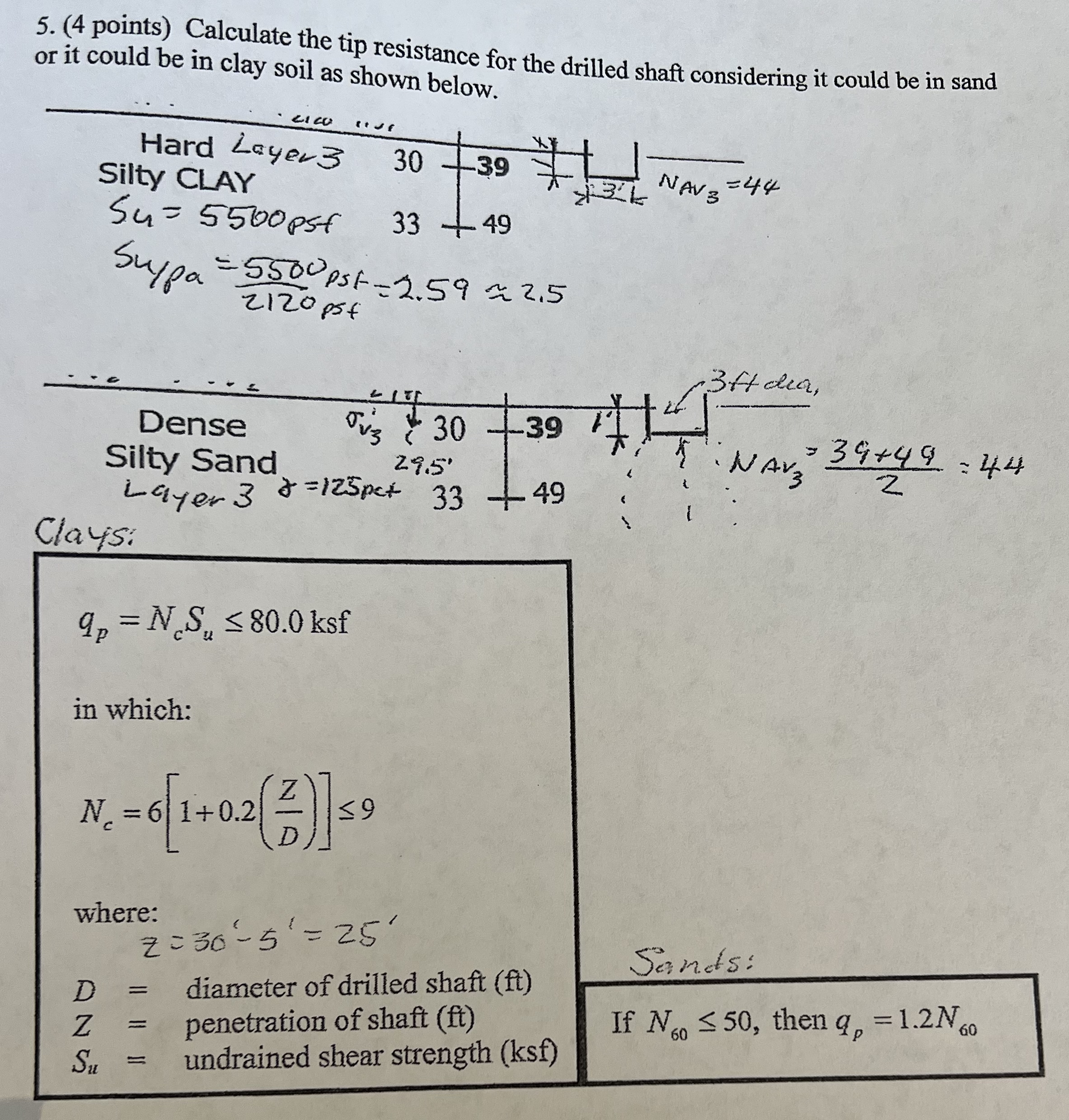 ( 4 points ) Calculate the tip resistance for the