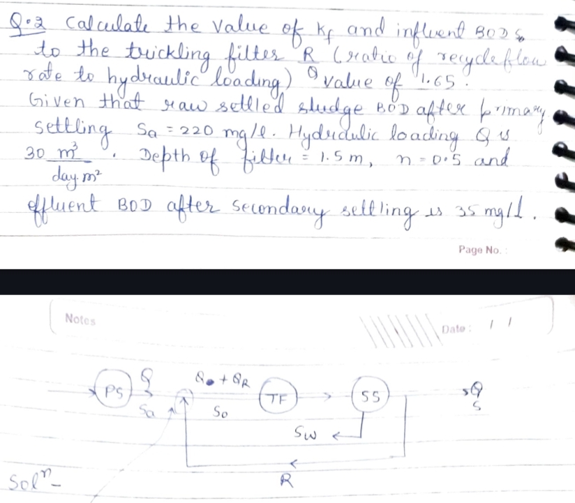Q . 2 Calculate the value of k f and influent 8 0