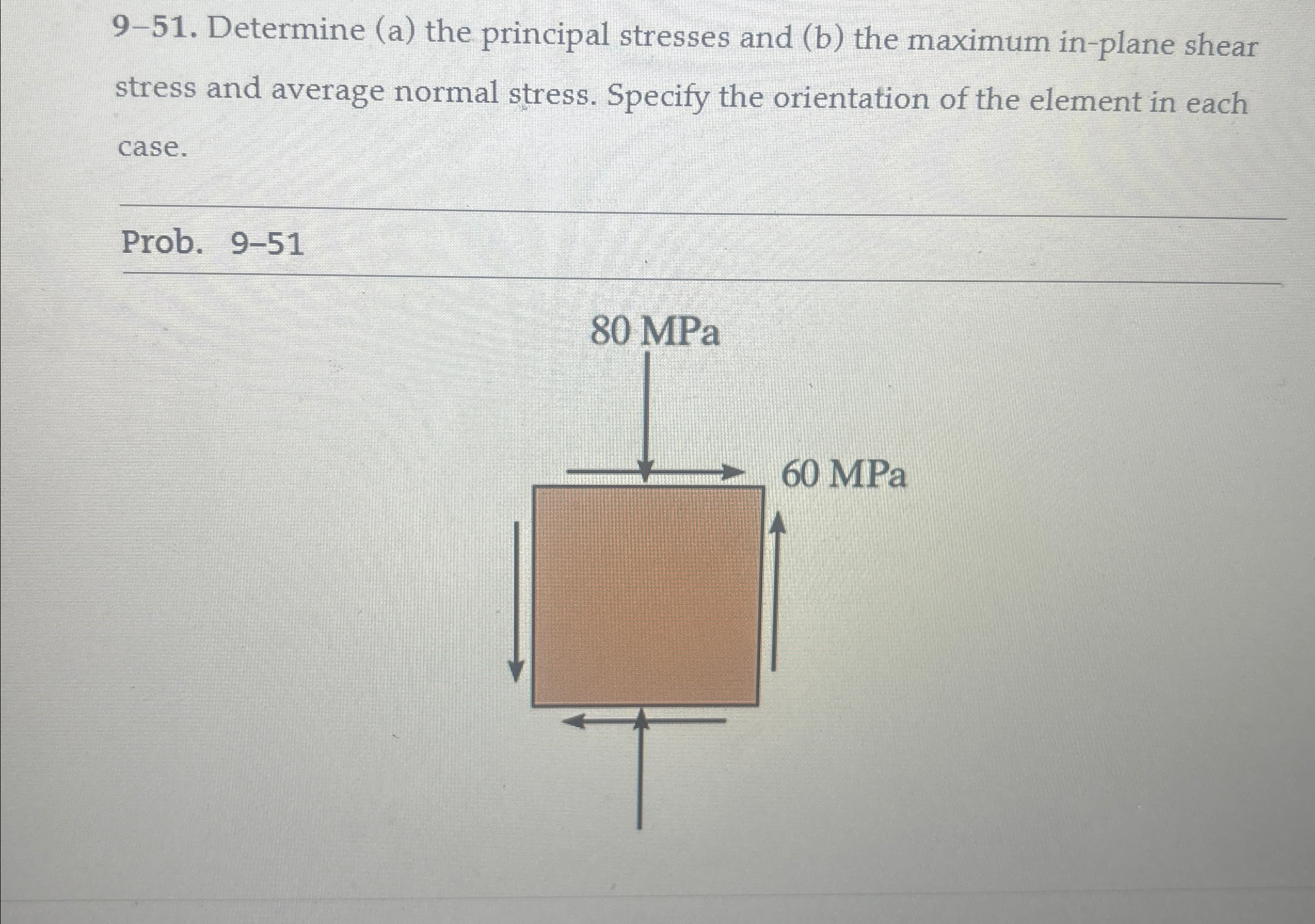 Solve problem using Mohr's circle 9 - 5 1 .