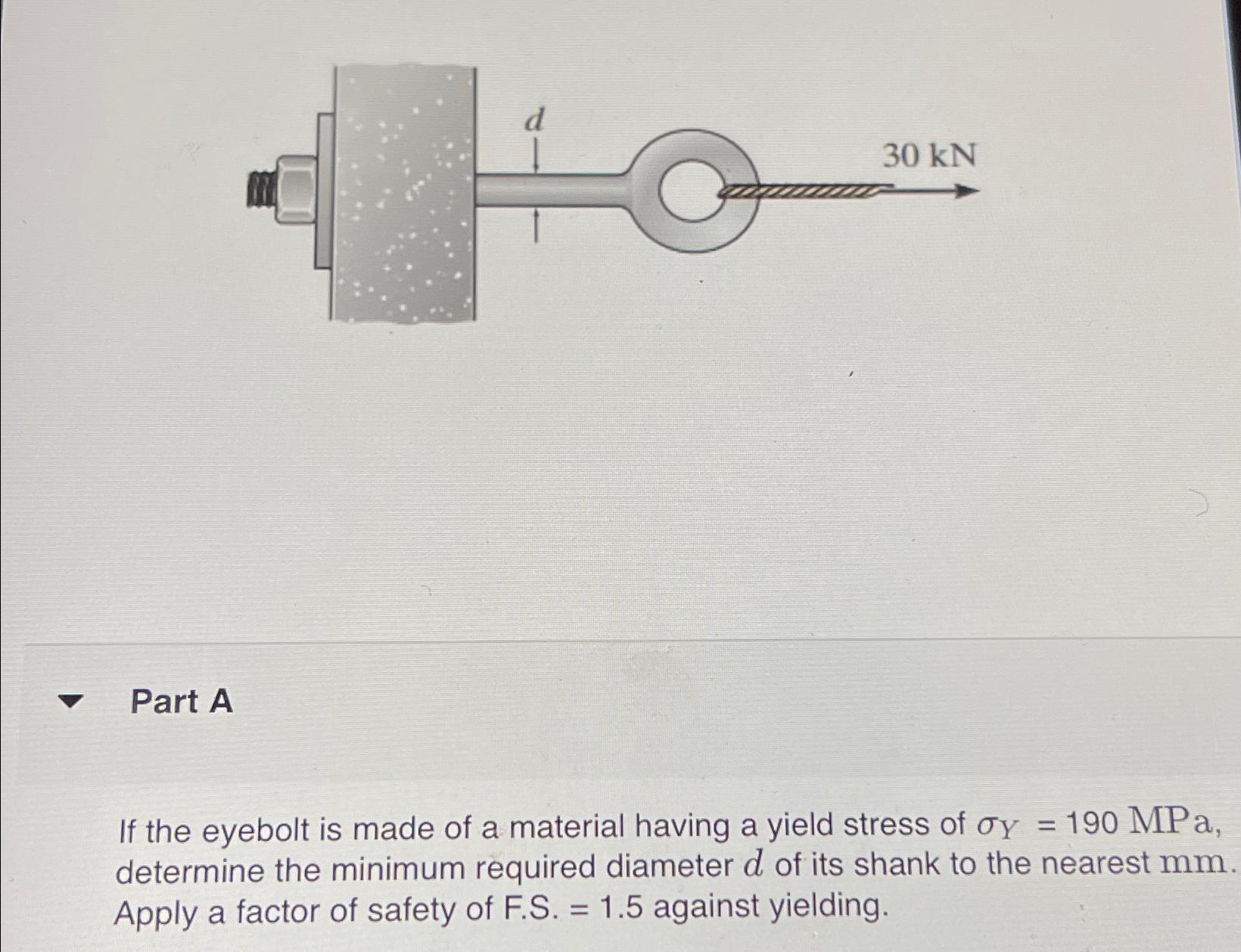 Part A If the eyebolt is made of a material