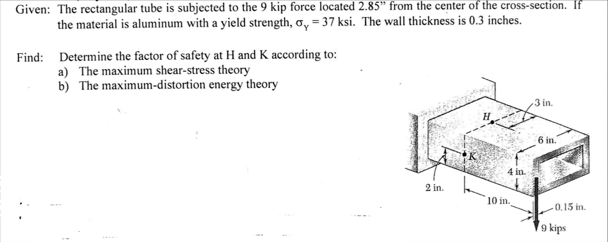 Given: The rectangular tube is subjected to the 9