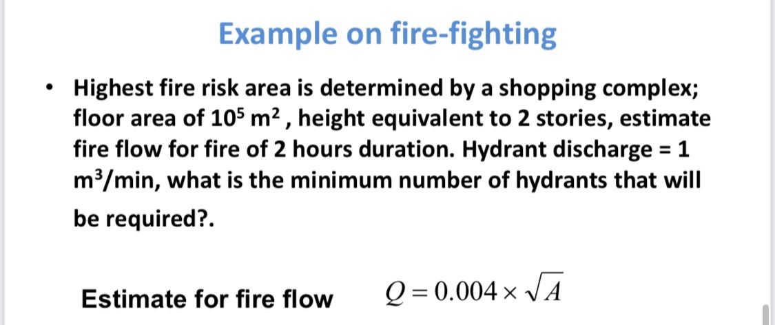Example on fire - fighting Highest fire risk area