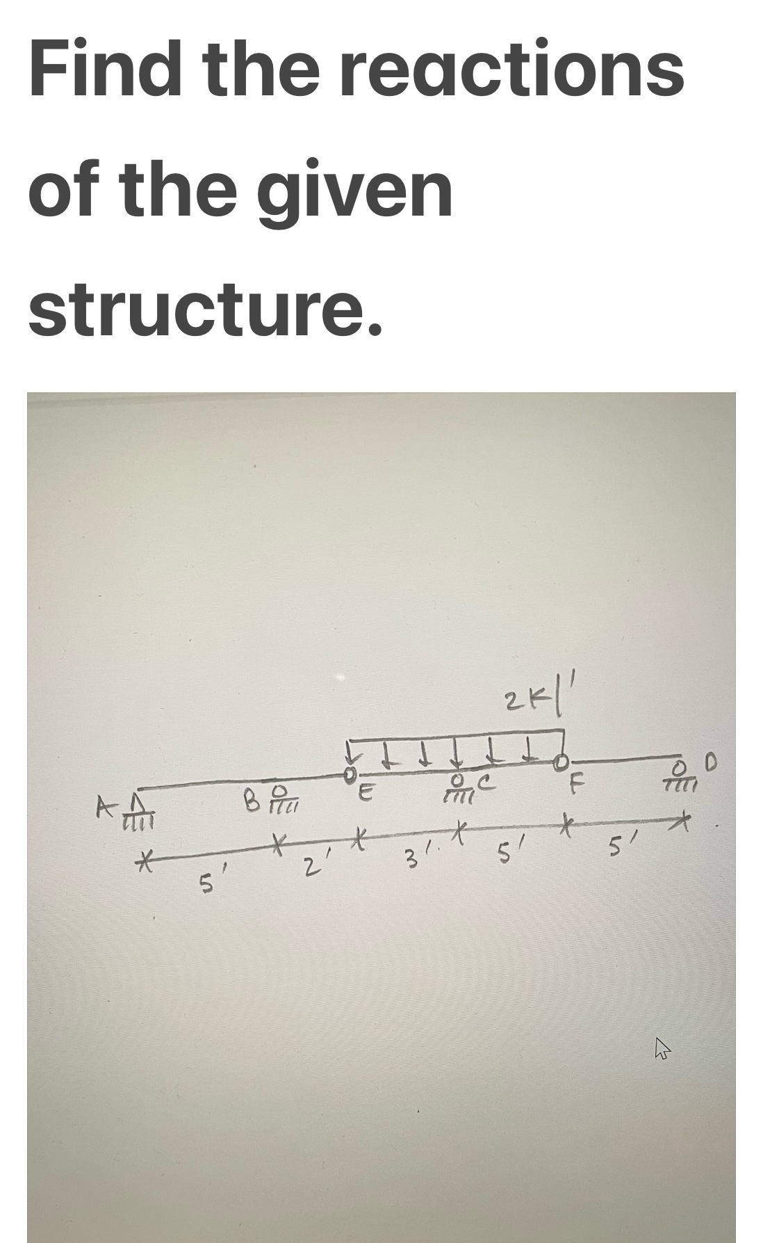 Find the reactions of the given structure.