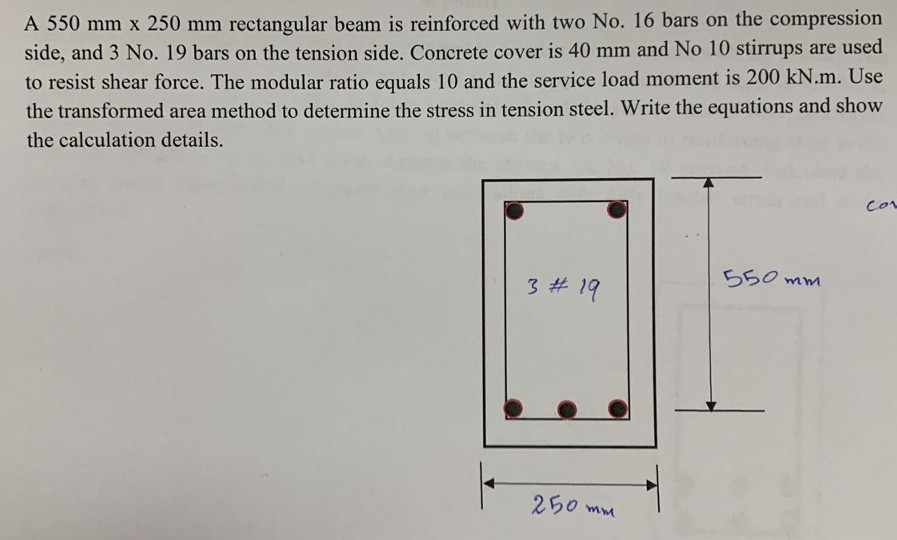 A 5 5 0 m m 2 5 0 m m rectangular beam is