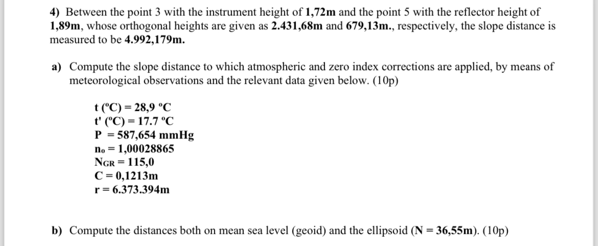 Between the point 3 with the instrument height of