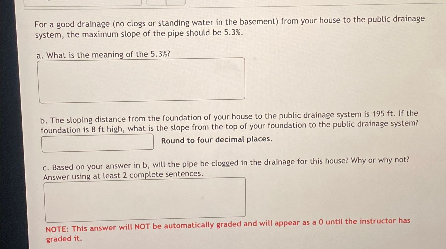 For a good drainage ( no clogs or standing water