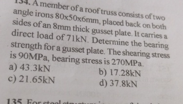 A member of a roof truss consists of two angle
