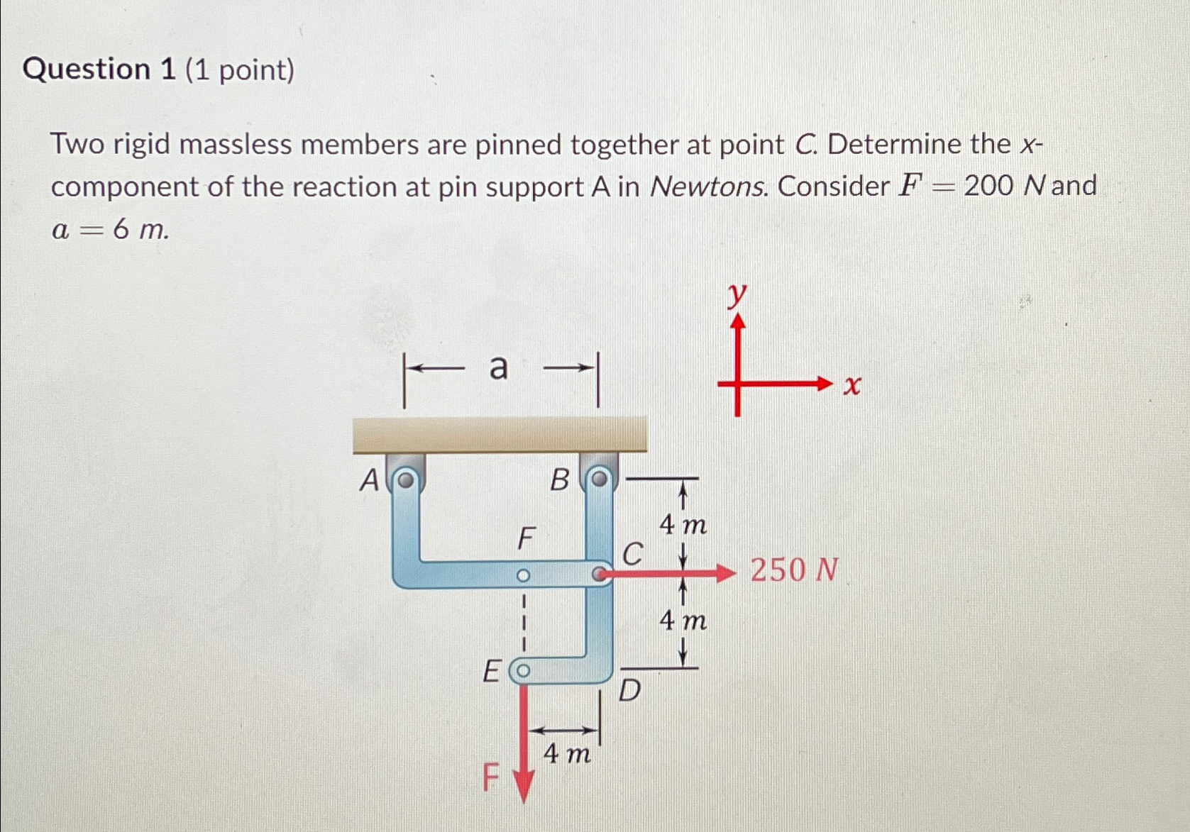 Question 1 ( 1 point ) Two rigid massless members