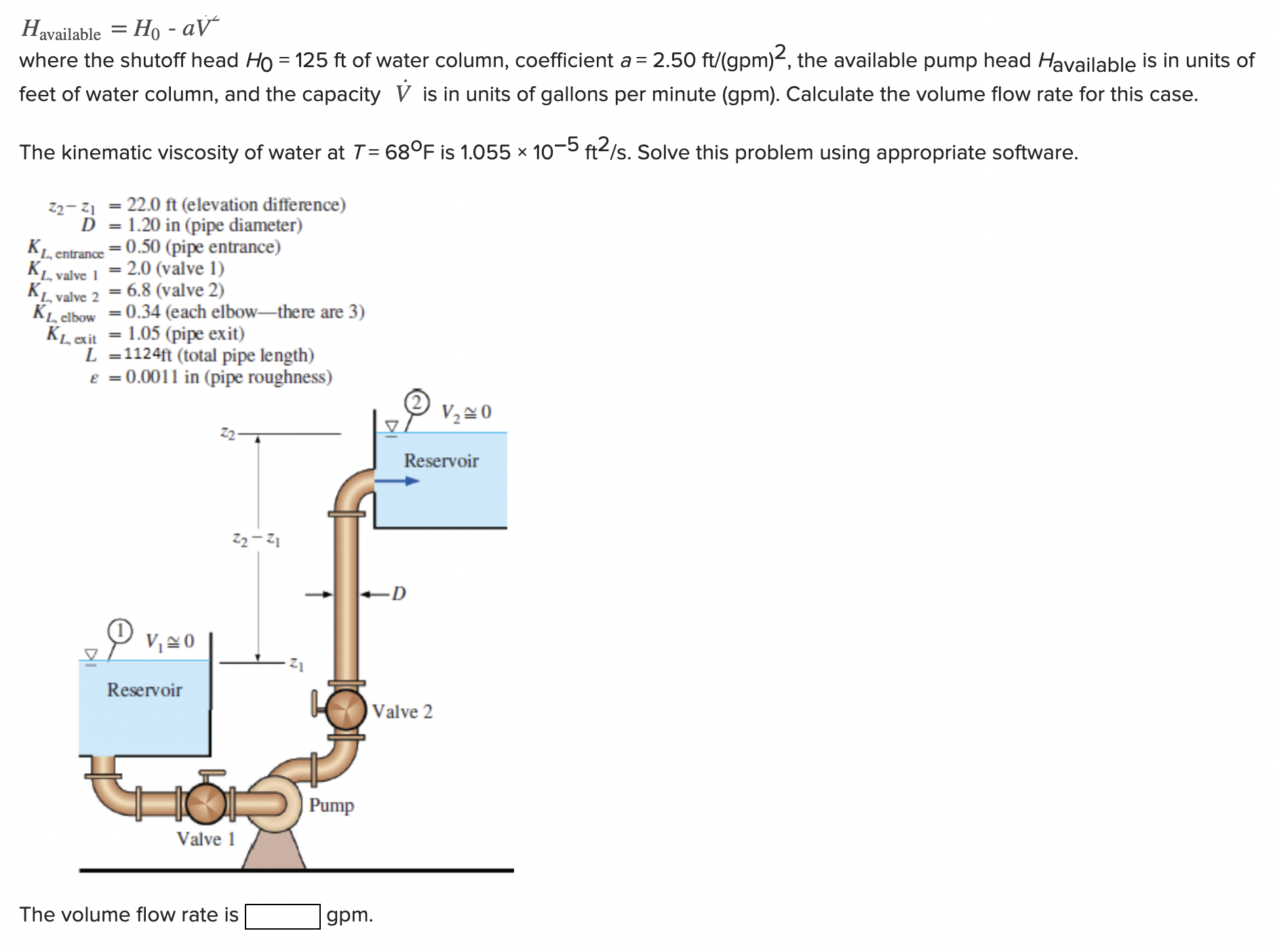 Havailable = H 0 - aV 2 where the shutoff head H