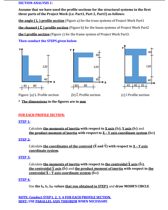 PLEASE SOLVE ON PAPER. FOR EACH PROFILE SECTION: