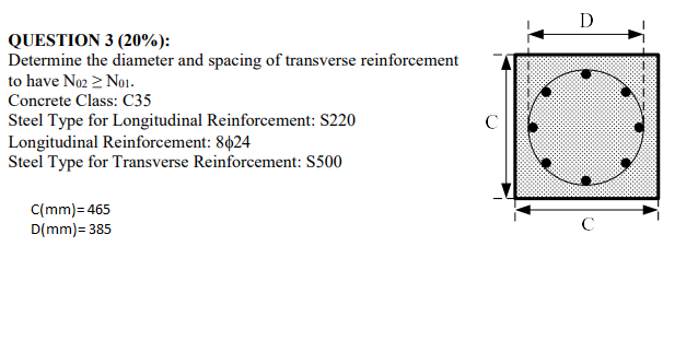 QUESTION 3 ( 2 0 % ) : Determine the diameter and