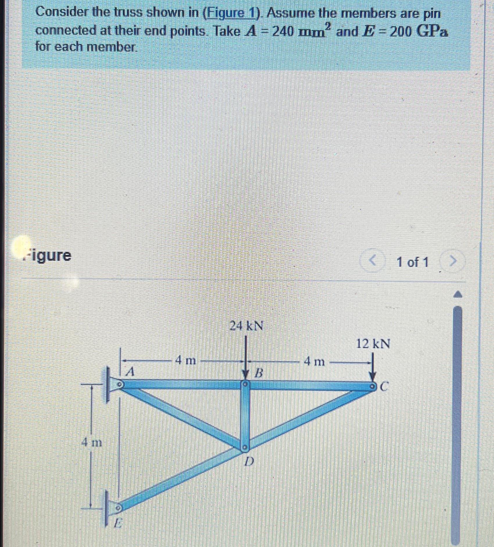Consider the truss shown in ( Figure 1 ) . Assume