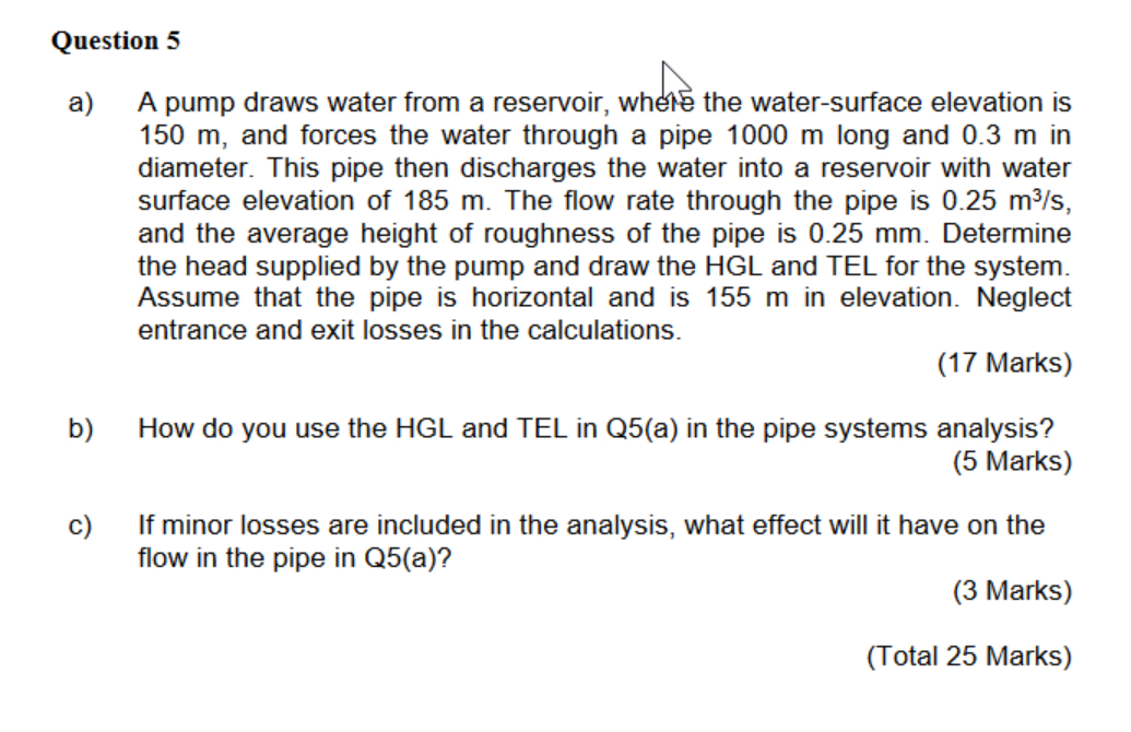 Question 5 b ) How do you use the HGL and TEL in