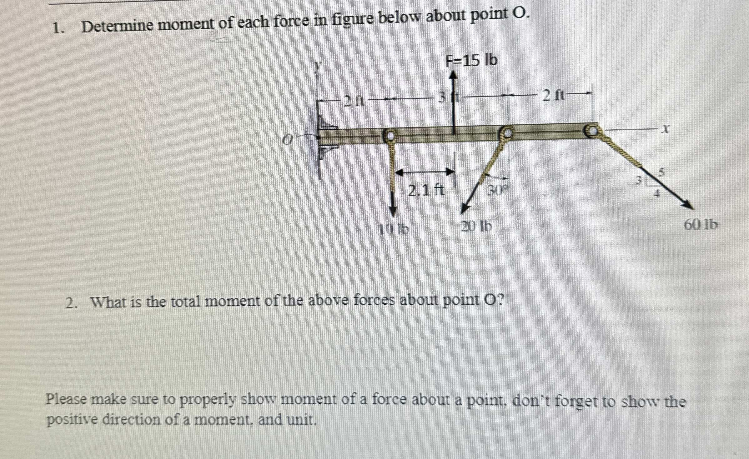 How to solve Determine moment of each force in