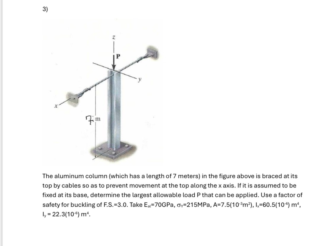The aluminum column ( which has a length of 7