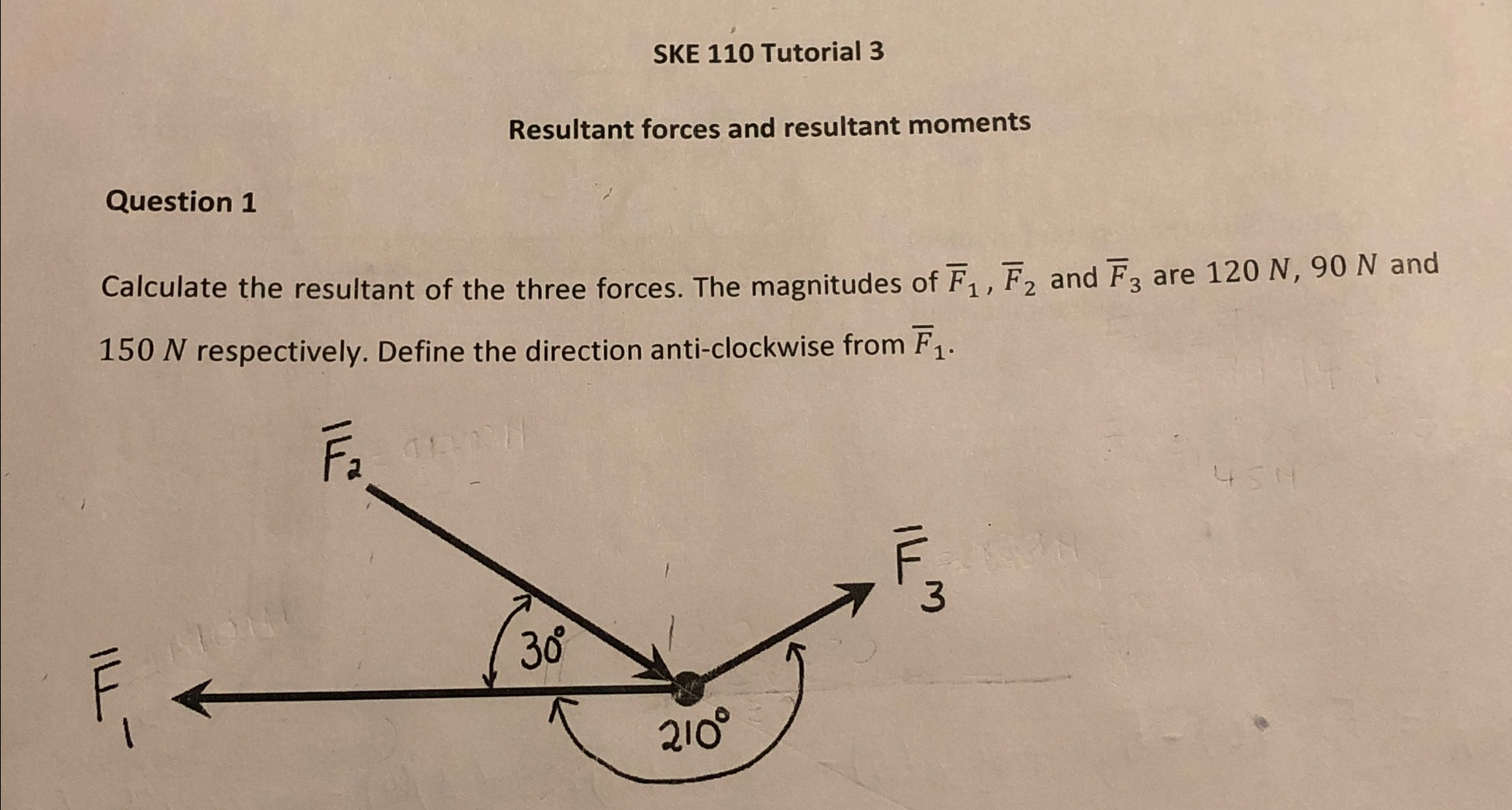 SKE 1 1 0 Tutorial 3 Resultant forces and
